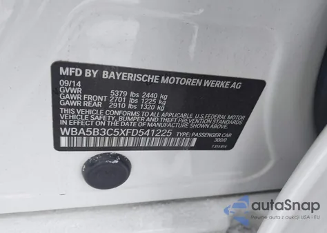 2015 BMW 535I xDrive from USA, damaged, VIN WBA5B3C5XFD541225